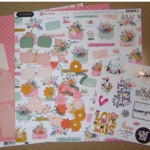 Scrapbook Page Kit 12 x 12 paper Garden Floral Love Letter Lot